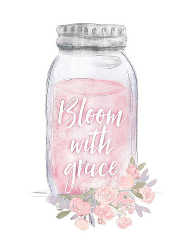 Bloom with Grace Jar White Modern Wood Framed Art Print with Double Matting by Dogwood Portfolio