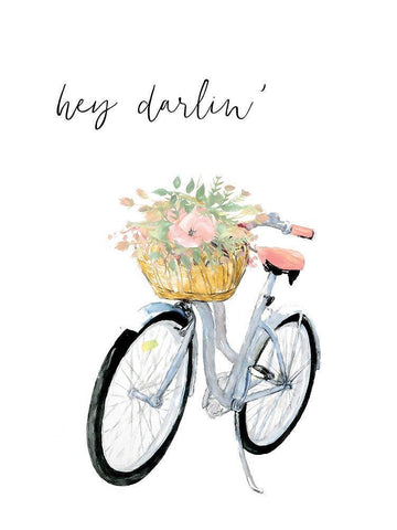 Hey Darlin Bicycle White Modern Wood Framed Art Print with Double Matting by Dogwood Portfolio