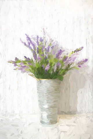 Lavender on White White Modern Wood Framed Art Print with Double Matting by Dogwood Portfolio