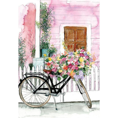 Spring Bike Ride White Modern Wood Framed Art Print by Dogwood Portfolio