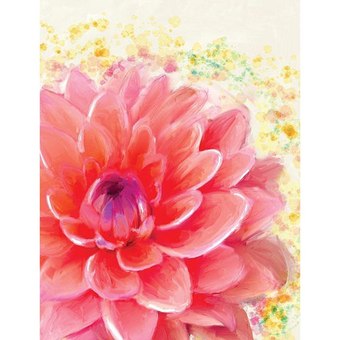 Dahlia Splatter White Modern Wood Framed Art Print by Dogwood Portfolio