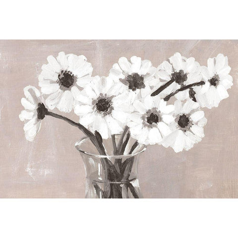 Greige Floral White Modern Wood Framed Art Print by Dogwood Portfolio