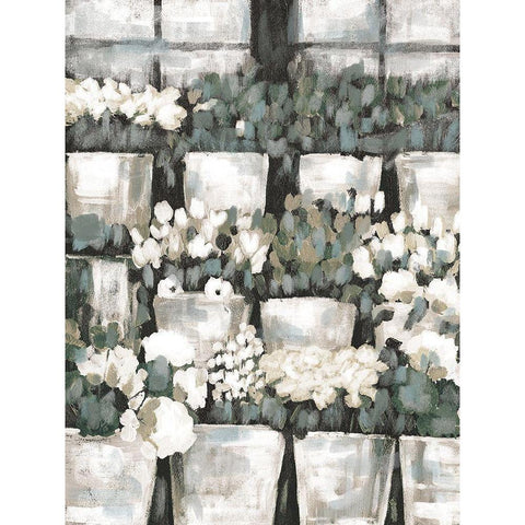 Rows of Flowers Black Modern Wood Framed Art Print with Double Matting by Dogwood Portfolio