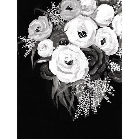 Black and White Floral Black Modern Wood Framed Art Print with Double Matting by Dogwood Portfolio