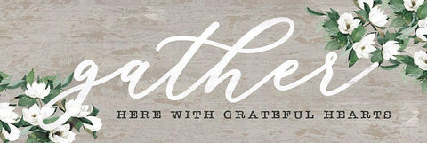 Gather Here with Grateful Hearts Black Ornate Wood Framed Art Print with Double Matting by Dogwood Portfolio