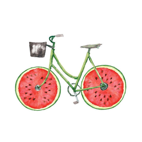 Watermelon Bike Black Ornate Wood Framed Art Print with Double Matting by Dogwood Portfolio