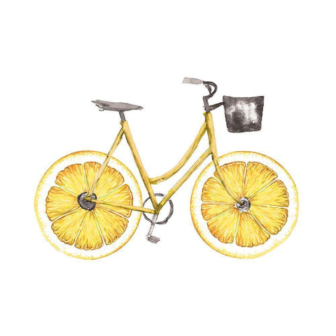 Lemon Bike White Modern Wood Framed Art Print by Dogwood Portfolio