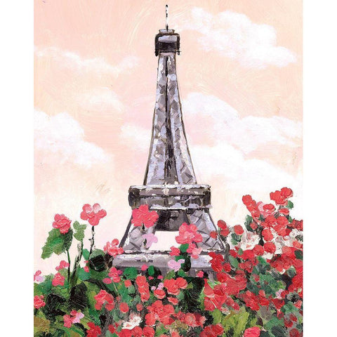 Flower Tower White Modern Wood Framed Art Print by Dogwood Portfolio