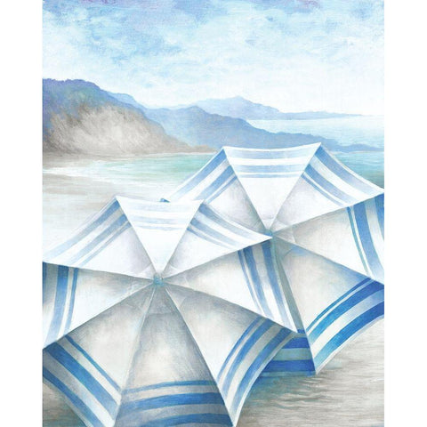 Coastal Umbrellas Black Modern Wood Framed Art Print with Double Matting by Dogwood Portfolio