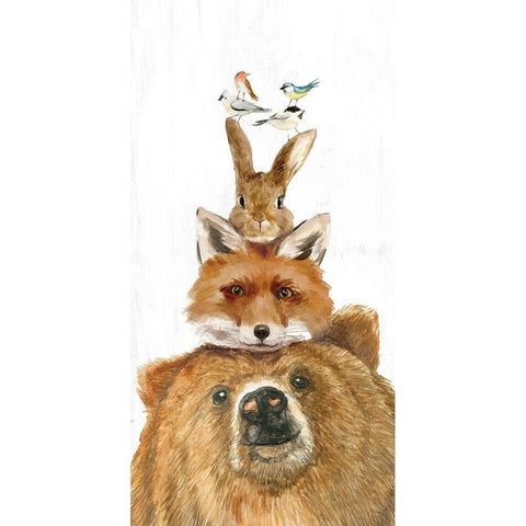 Woodland Friends White Modern Wood Framed Art Print by Dogwood Portfolio