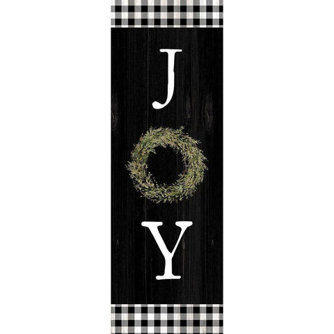 Joy Wreath Black Modern Wood Framed Art Print with Double Matting by Dogwood Portfolio