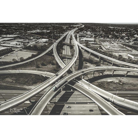 Highway Crossing Black Modern Wood Framed Art Print with Double Matting by Quillen, Donnie