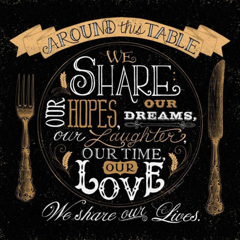 Around This Table  Black Modern Wood Framed Art Print by Strain, Deb