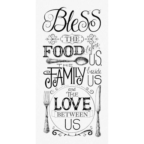 Bless the Food White Modern Wood Framed Art Print by Strain, Deb