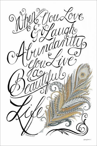 Live a Beautiful Life Black Ornate Wood Framed Art Print with Double Matting by Strain, Deb
