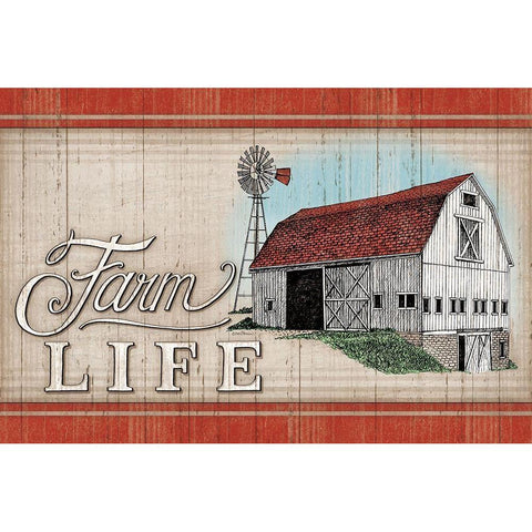 The Farm Life White Modern Wood Framed Art Print by Strain, Deb