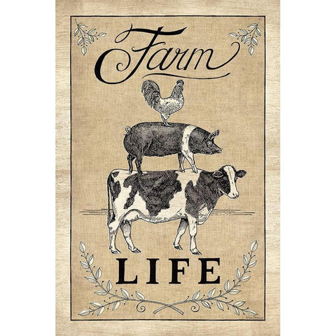 Farm Life White Modern Wood Framed Art Print by Strain, Deb