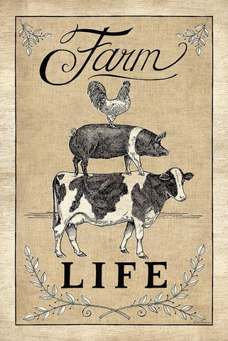 Farm Life Black Ornate Wood Framed Art Print with Double Matting by Strain, Deb