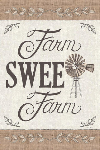 Farm Sweet Farm White Modern Wood Framed Art Print with Double Matting by Strain, Deb