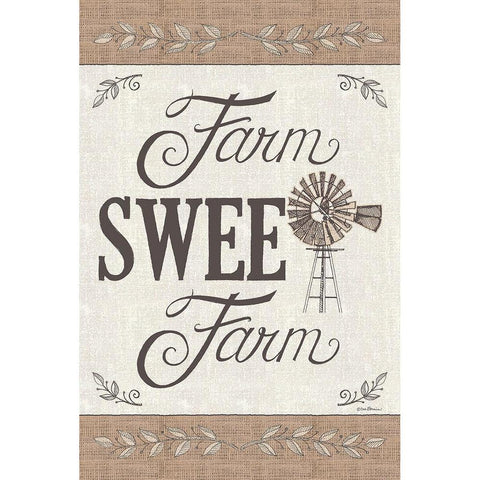 Farm Sweet Farm White Modern Wood Framed Art Print by Strain, Deb