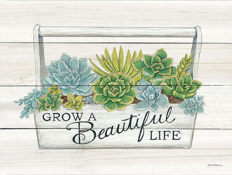 Beautiful Life Succulents White Modern Wood Framed Art Print with Double Matting by Strain, Deb