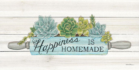 Happiness is Homemade Succulents Black Ornate Wood Framed Art Print with Double Matting by Strain, Deb