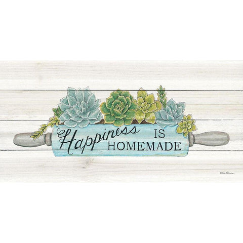 Happiness is Homemade Succulents Black Modern Wood Framed Art Print with Double Matting by Strain, Deb