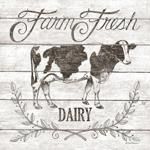 Farm Fresh Dairy Black Ornate Wood Framed Art Print with Double Matting by Strain, Deb