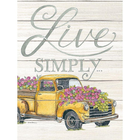 Live Simply Gold Ornate Wood Framed Art Print with Double Matting by Strain, Deb