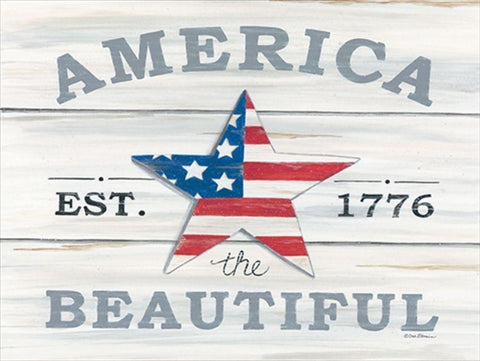 America the Beautiful Star Black Ornate Wood Framed Art Print with Double Matting by Strain, Deb