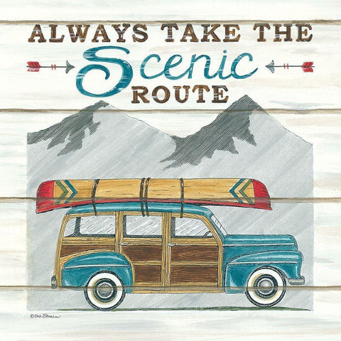 Always Take the Scenic Route Black Modern Wood Framed Art Print with Double Matting by Strain, Deb