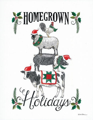 Homegrown Holidays      White Modern Wood Framed Art Print with Double Matting by Strain, Deb