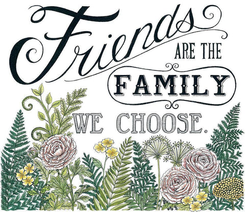 Friends are the Family Black Ornate Wood Framed Art Print with Double Matting by Strain, Deb