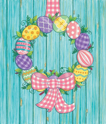 Easter Egg Wreath White Modern Wood Framed Art Print with Double Matting by Strain, Deb