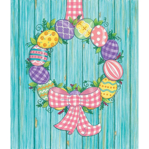 Easter Egg Wreath Black Modern Wood Framed Art Print with Double Matting by Strain, Deb