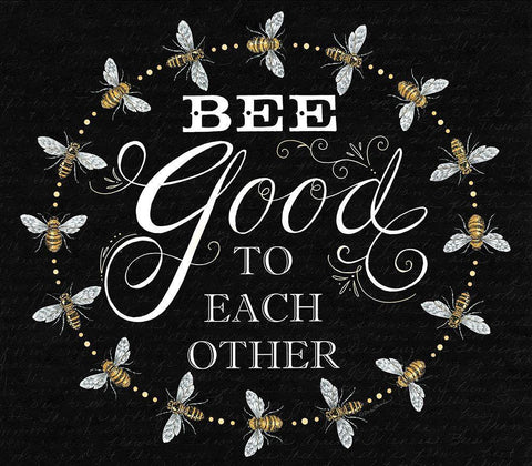 Bee Good to Each Others White Modern Wood Framed Art Print with Double Matting by Strain, Deb