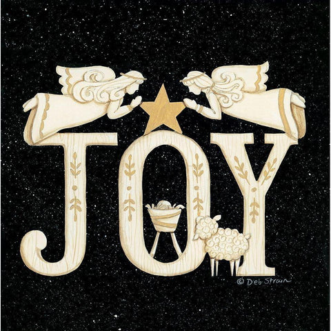 Joy Angels Black Modern Wood Framed Art Print with Double Matting by Strain, Deb