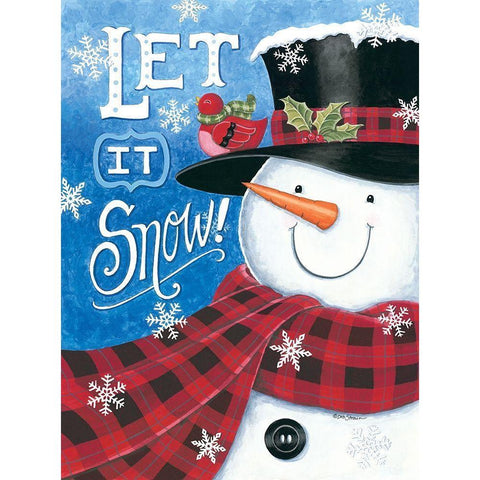 Let It Snow Snowman White Modern Wood Framed Art Print by Strain, Deb