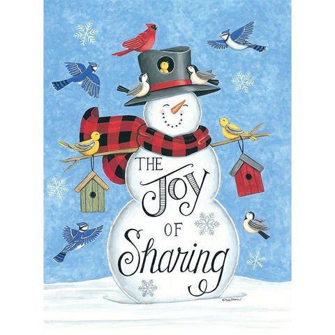 Sharing Snowman And Friends Black Modern Wood Framed Art Print with Double Matting by Strain, Deb