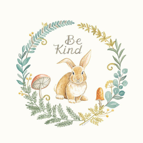 Be Kind Rabbit Black Modern Wood Framed Art Print with Double Matting by Strain, Deb