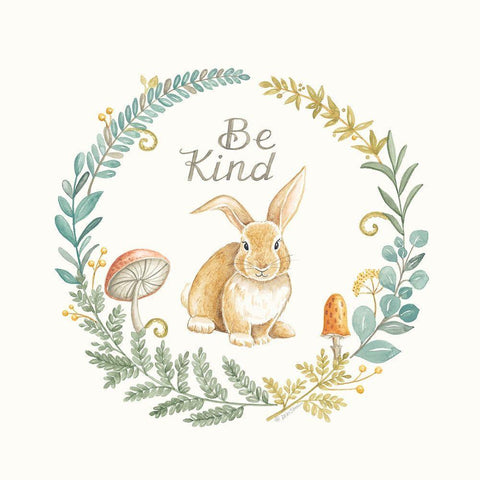 Be Kind Rabbit Black Ornate Wood Framed Art Print with Double Matting by Strain, Deb