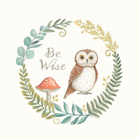 Be Wise Owl Black Modern Wood Framed Art Print by Strain, Deb