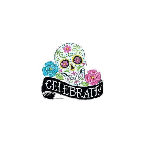 Celebrate Sugar Skull White Modern Wood Framed Art Print by Strain, Deb