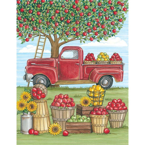 Apple Time White Modern Wood Framed Art Print by Strain, Deb