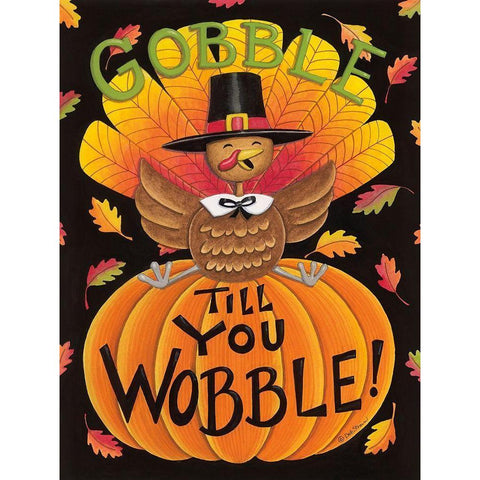 Gobble Till You Wobble White Modern Wood Framed Art Print by Strain, Deb