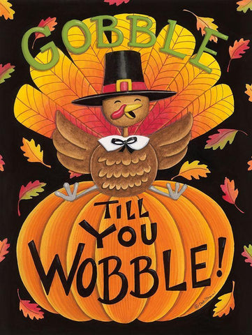 Gobble Till You Wobble Black Ornate Wood Framed Art Print with Double Matting by Strain, Deb