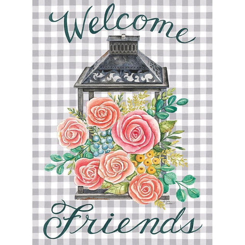 Lantern with Roses Gold Ornate Wood Framed Art Print with Double Matting by Strain, Deb