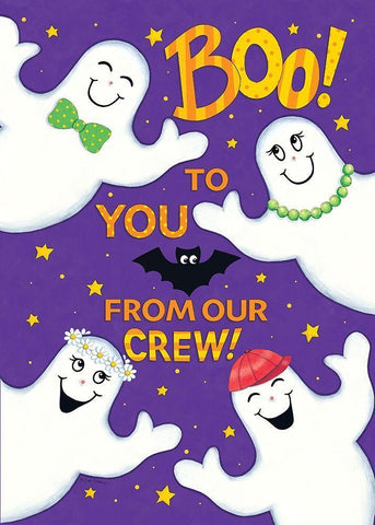 Boo Crew White Modern Wood Framed Art Print with Double Matting by Strain, Deb