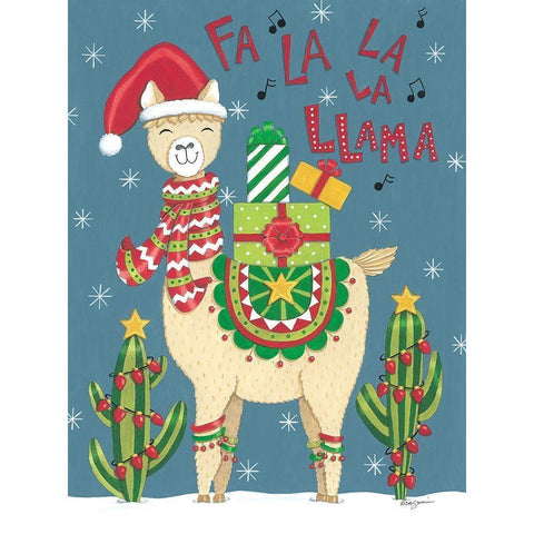 Fa La La La Llama White Modern Wood Framed Art Print by Strain, Deb