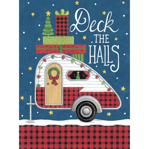 Deck the Halls Camper Gold Ornate Wood Framed Art Print with Double Matting by Strain, Deb